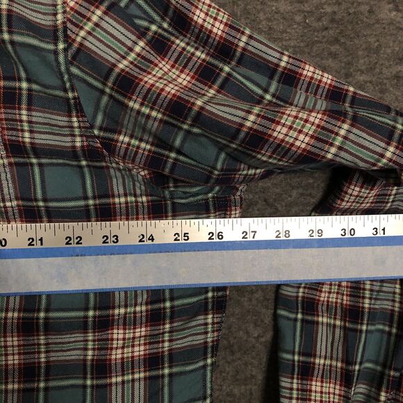 Lands End Shirt Men XL Traditional Fit Flannel Plaid 17 17.5 Blue Red Button Up - Picture 5 of 10